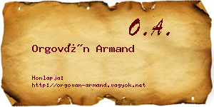 Orgován Armand névjegykártya
